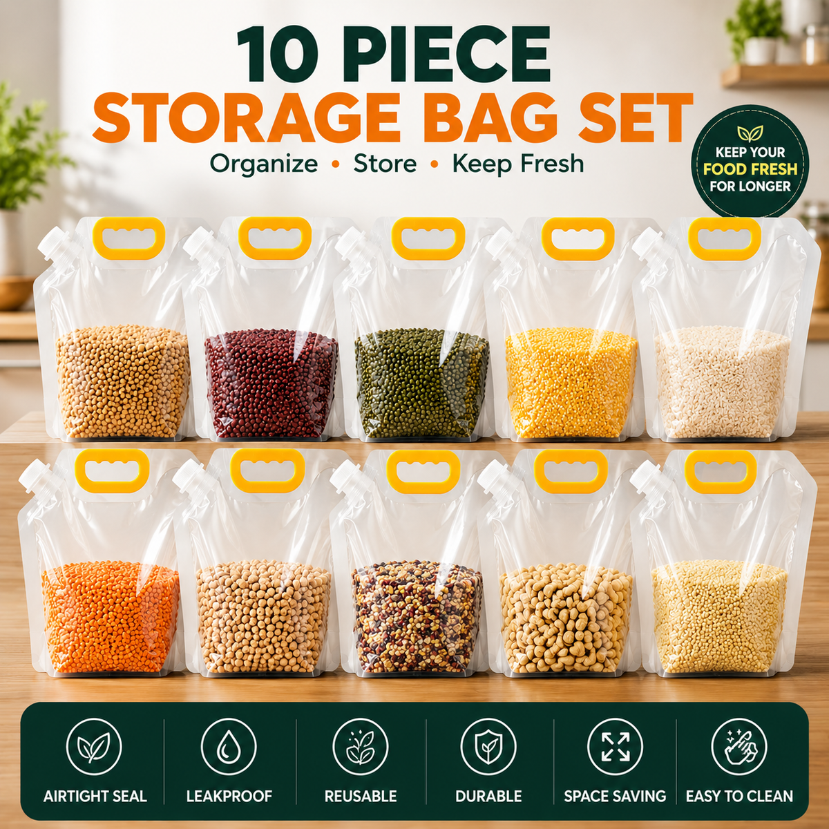 Reusable Airtight Grain Storage Bags with Handle