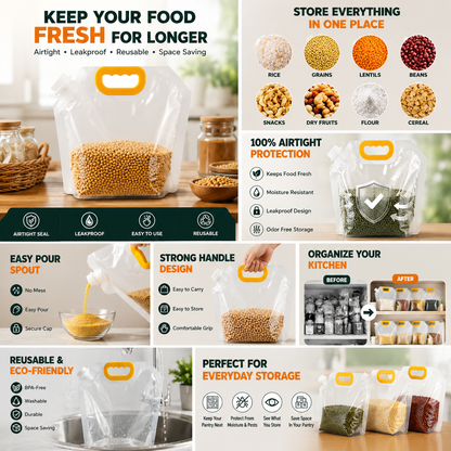 Reusable Airtight Grain Storage Bags with Handle